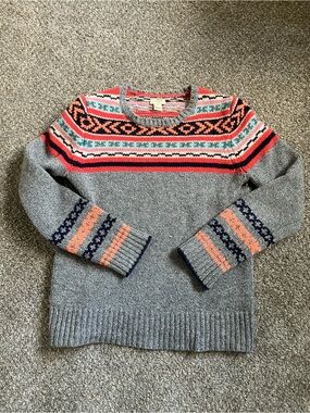 J Crew Factory Fair Isle Sweater - Women’s Small 100% Lambs Wool